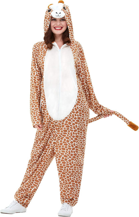 Smiffys Giraffe Costume, Brown with Hooded Jumpsuit, Party Animals Fancy Dress, Animal Dress Up Costumes