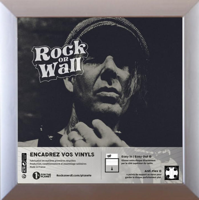 Rock On Wall: 12 Inch Album Cover Frame Plastic - Silver (Cornice Per Lp)