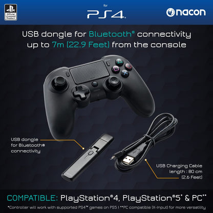 Nacon Asymmetric Wireless PC Gamepad PlayStation 4 Black – Video Game Accessories (Game Controller, PC, PlayStation 4, Analogue/Digital, Options, Share, Wired & Wireless, Bluetooth/USB