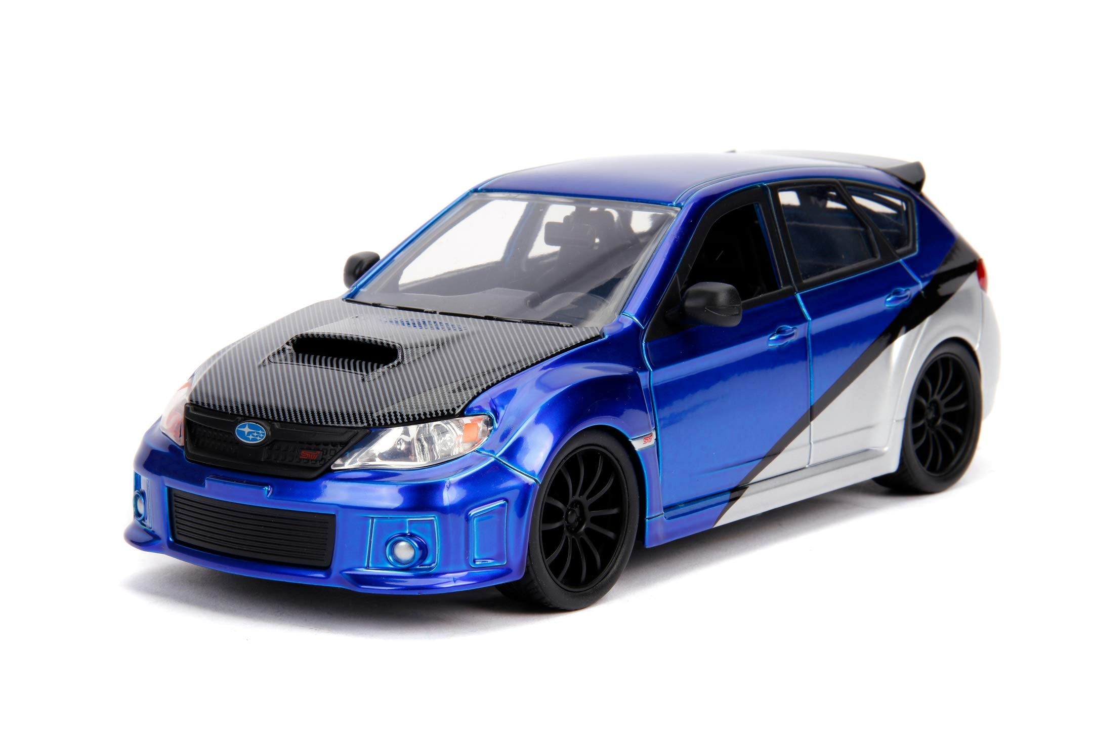 Jada Toys 99514 Fast & Furious Brian's 2012 Subaru Impreza WRX STI, auto, tuning-model in schaal 1:24, met spoiler, te openen deuren, motorkap en kofferbak, vrijloop, blauw