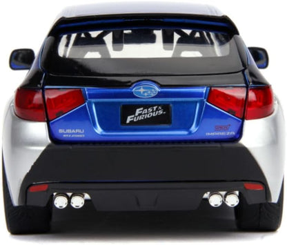 Jada Toys 99514 Fast & Furious Brian's 2012 Subaru Impreza WRX STI, auto, tuning-model in schaal 1:24, met spoiler, te openen deuren, motorkap en kofferbak, vrijloop, blauw