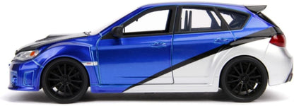 Jada Toys 99514 Fast & Furious Brian's 2012 Subaru Impreza WRX STI, auto, tuning-model in schaal 1:24, met spoiler, te openen deuren, motorkap en kofferbak, vrijloop, blauw