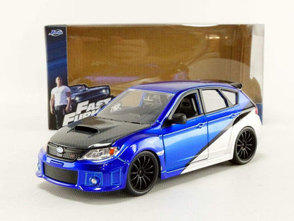 Jada Toys 99514 Fast & Furious Brian's 2012 Subaru Impreza WRX STI, auto, tuning-model in schaal 1:24, met spoiler, te openen deuren, motorkap en kofferbak, vrijloop, blauw