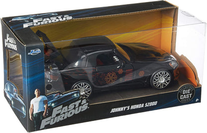 Jada Toys Fast & Furious 1:24 Johnny's Honda S2000 Die-cast Car, Toys for Kids and Adults, Black