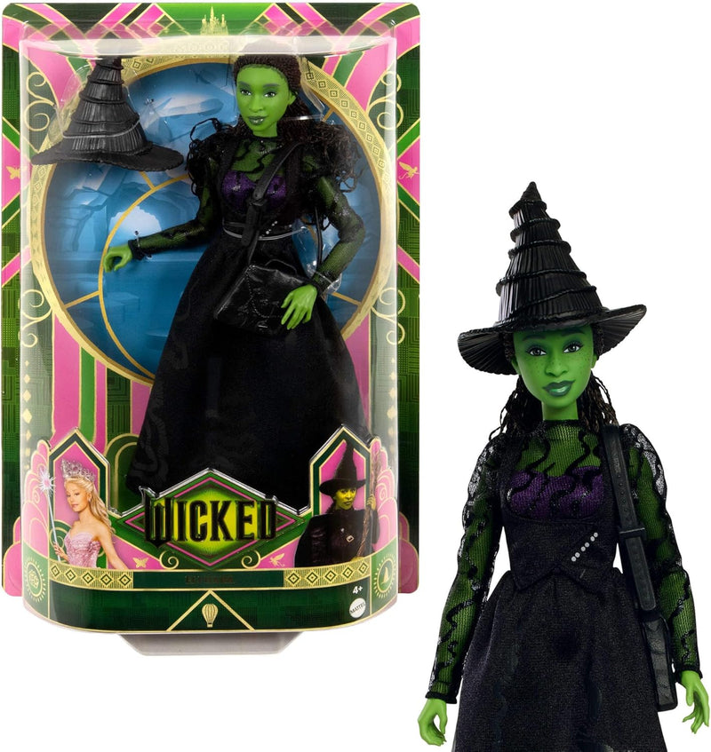 Mattel Wicked, Elphaba Fashion Doll & Accessories with Green Skin, Braided Black Hair, Posability & Removable Ballroom Look, HXT62