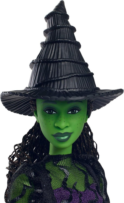 Mattel Wicked, Elphaba Fashion Doll & Accessories with Green Skin, Braided Black Hair, Posability & Removable Ballroom Look, HXT62