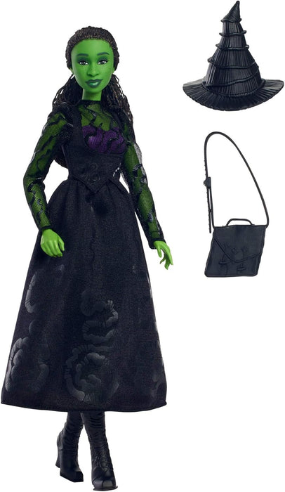 Mattel Wicked, Elphaba Fashion Doll & Accessories with Green Skin, Braided Black Hair, Posability & Removable Ballroom Look, HXT62