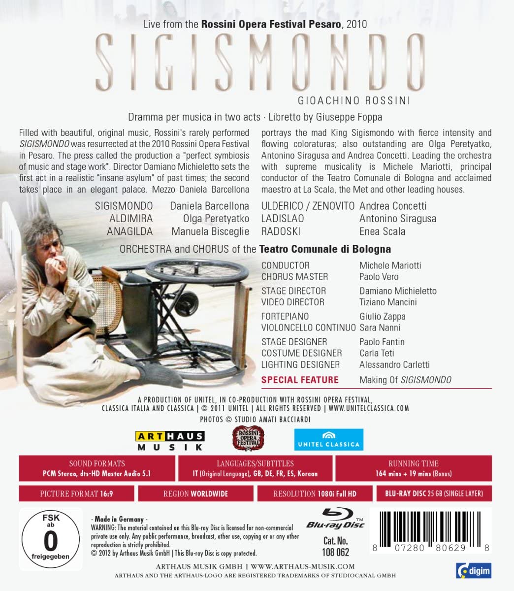Rossini: Sigismondo (Pesaro 2010) (Daniela Barcellona/ Andrea Concetti/ Olga Peretyatko/ Teatro Comunale di Bologna/ Damiano Michieletto/ Michele Mariotti) (Arthaus: 108062)