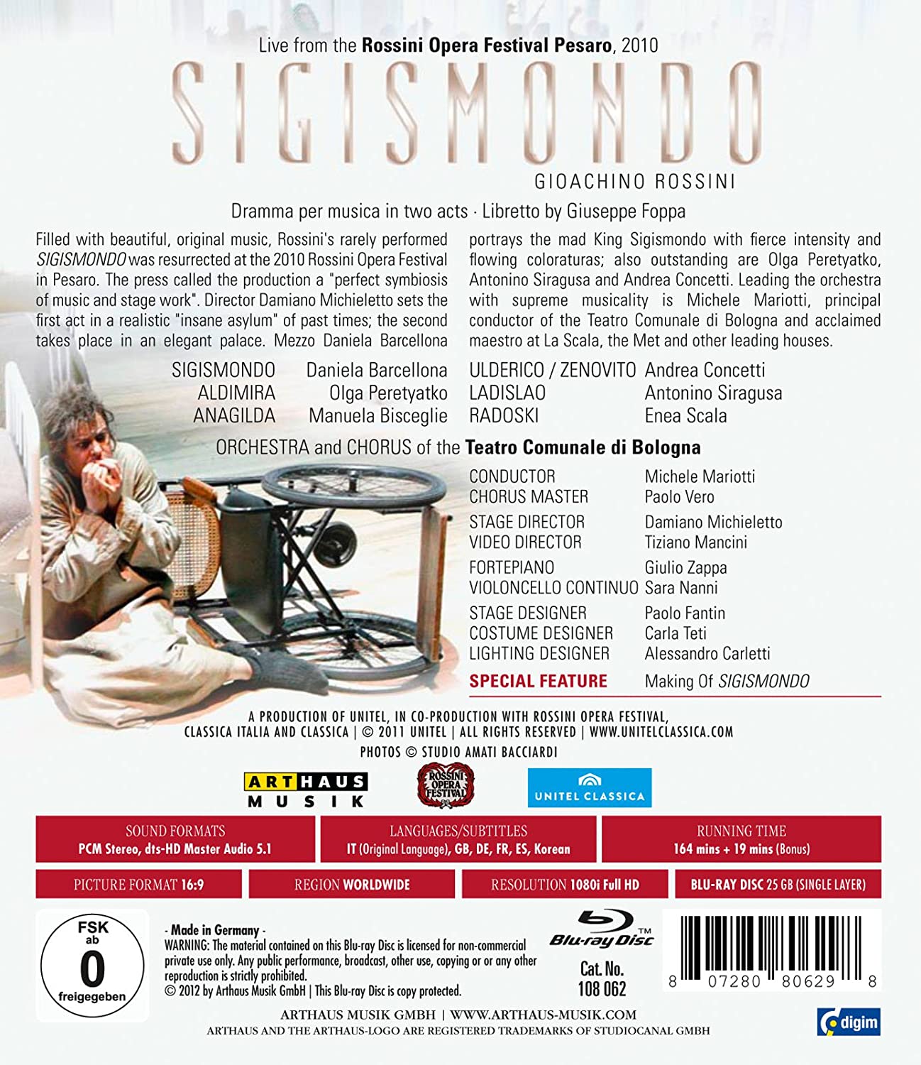 Rossini: Sigismondo (Pesaro 2010) (Daniela Barcellona/ Andrea Concetti/ Olga Peretyatko/ Teatro Comunale di Bologna/ Damiano Michieletto/ Michele Mariotti) (Arthaus: 108062)