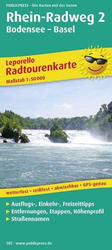 Rhine Cycle Path 2, Lake Constance - Basel, cycle tour map 1:50,000