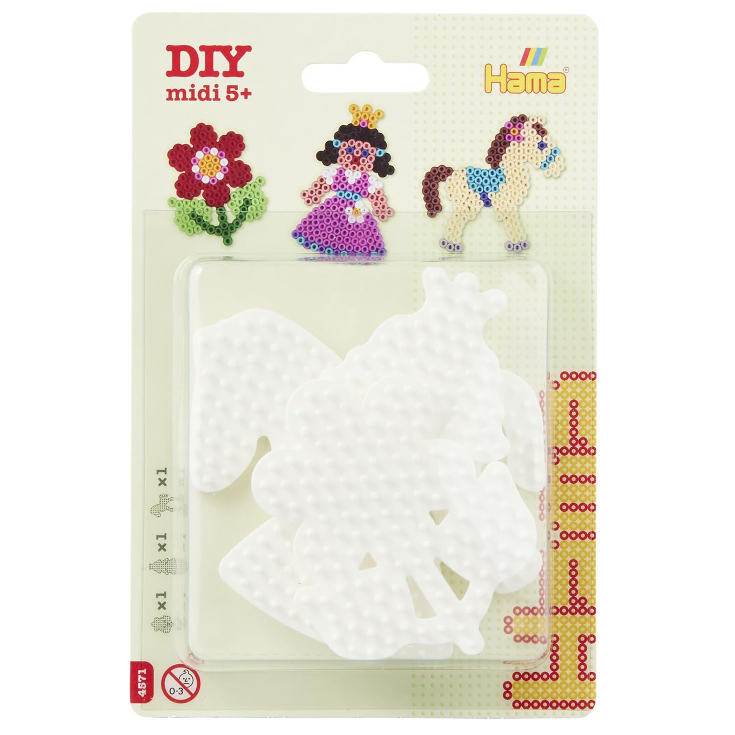 Hama 10.4571 Pony, flower & princess pegboard blister pack Three Small Mixed Bead Set, Multicolour, One Size