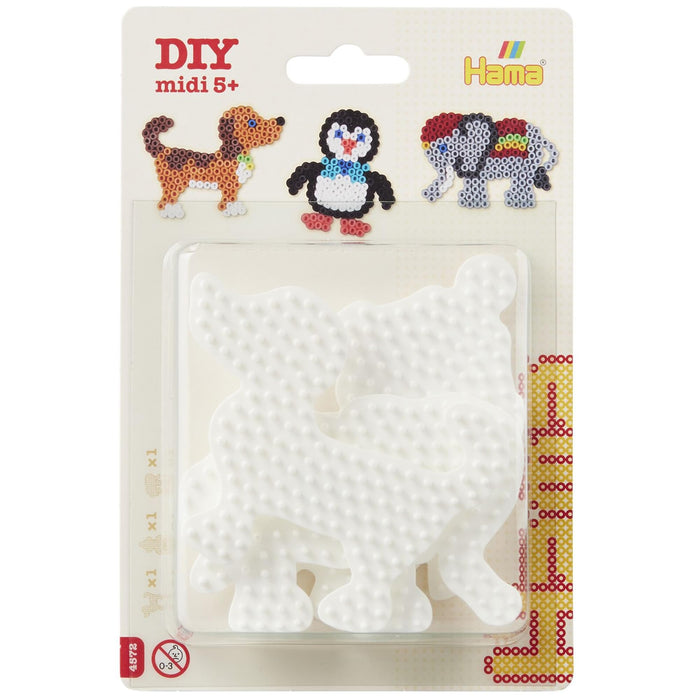 Hama 10.4572 Elefante, pinguino e cane pegboard blister con tre piccole perline miste, multicolore, taglia unica