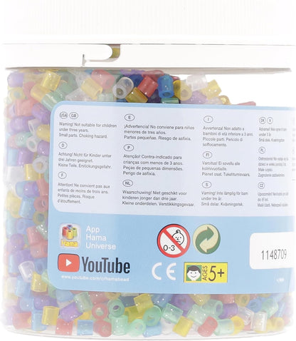 Hama 209-54 3,000 Midi Beads-Glitter Mix, Multicolour, One Size