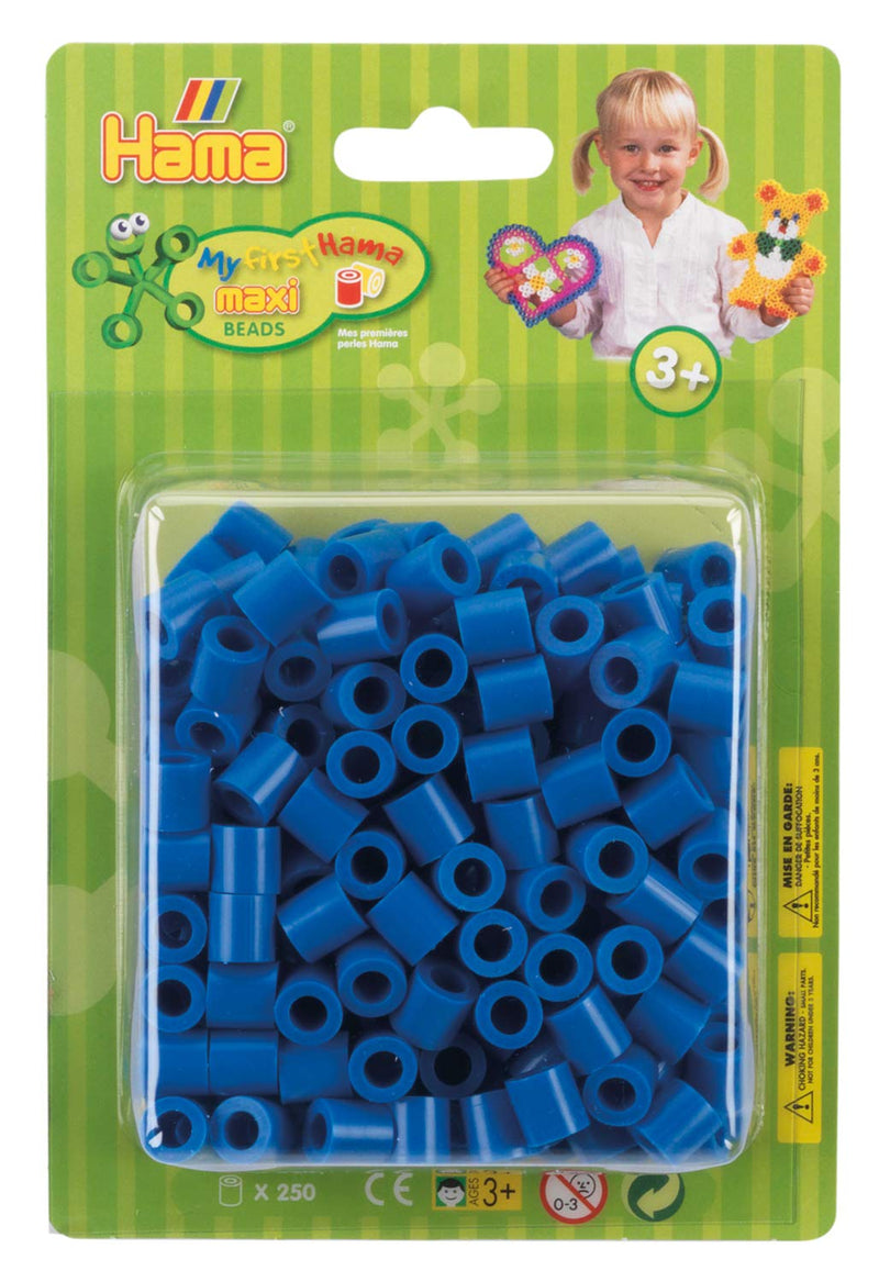 Hama Perlen 8509 strijkkralen verpakking met ca. 250 kleurrijke Maxi knutselkralen met een diameter van 10 mm in blauw, creatief knutselplezier voor groot en klein