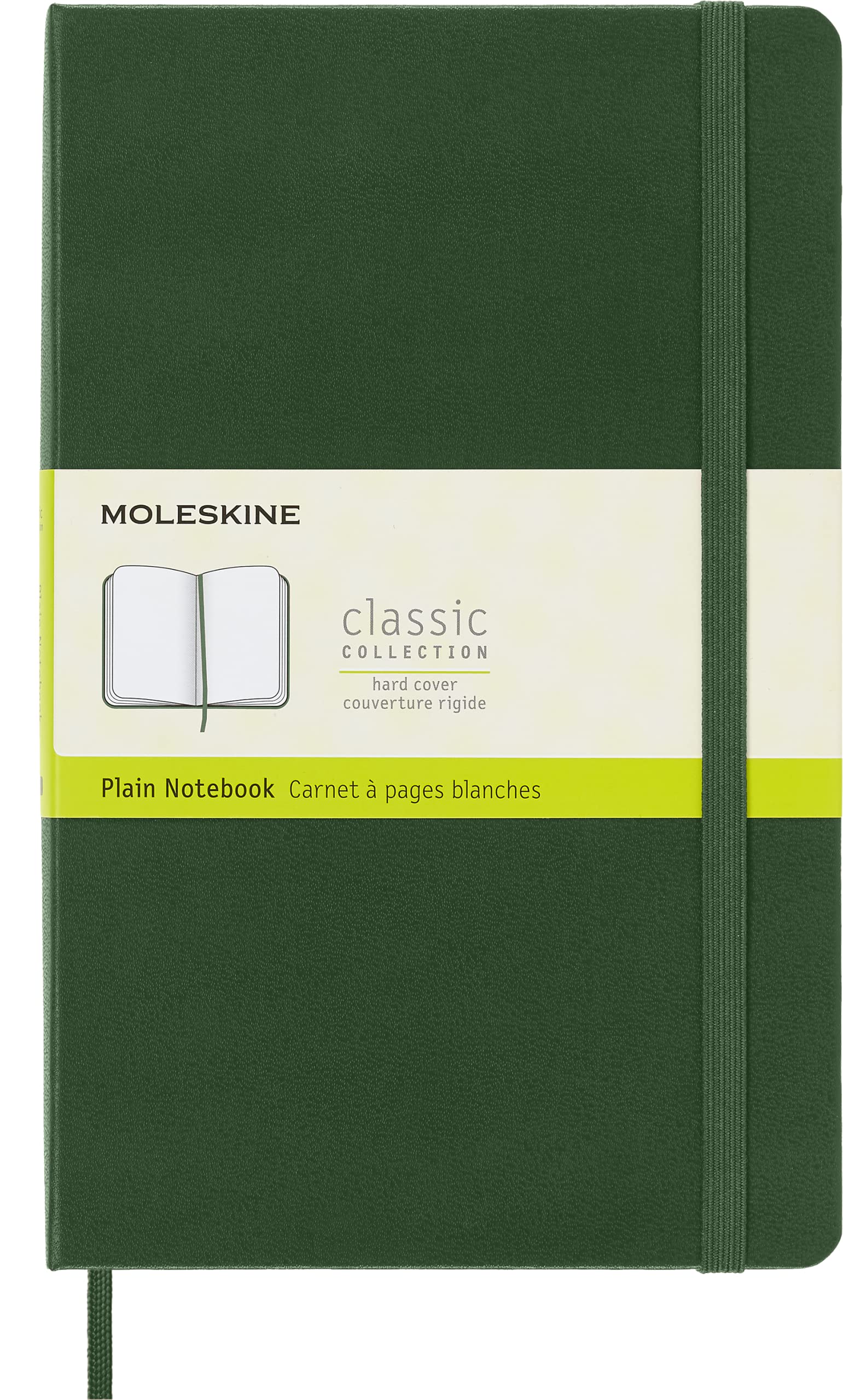 Moleskine Classic Plain Paper Notebook, Hard Cover and Elastic Closure Journal, Color Myrtle Green, Size Large 13 x 21 cm, 240 Pages