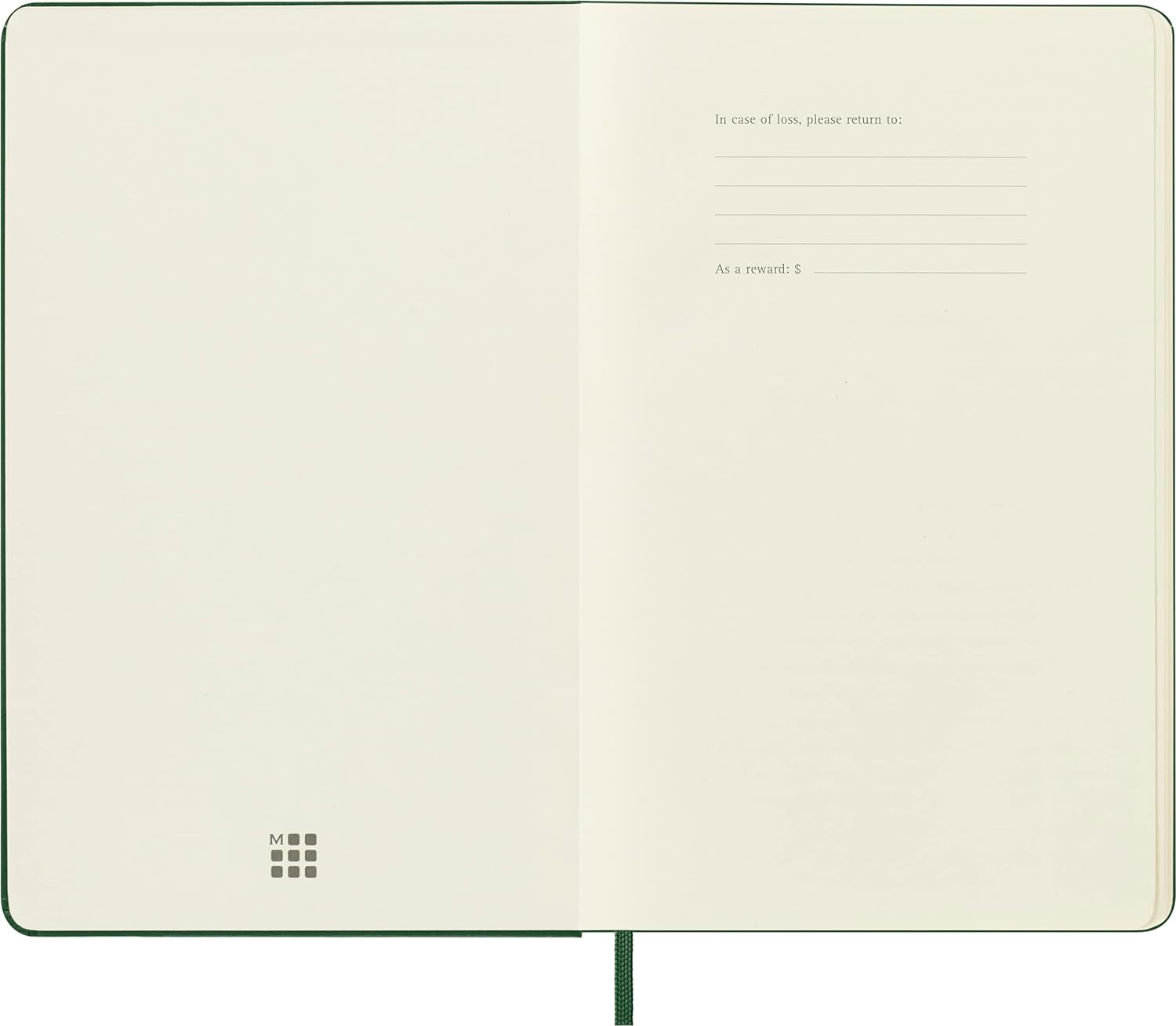 Moleskine Classic Plain Paper Notebook, Hard Cover and Elastic Closure Journal, Color Myrtle Green, Size Large 13 x 21 cm, 240 Pages