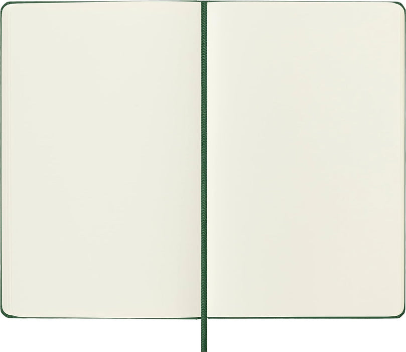 Moleskine Classic Plain Paper Notebook, Hard Cover and Elastic Closure Journal, Color Myrtle Green, Size Large 13 x 21 cm, 240 Pages