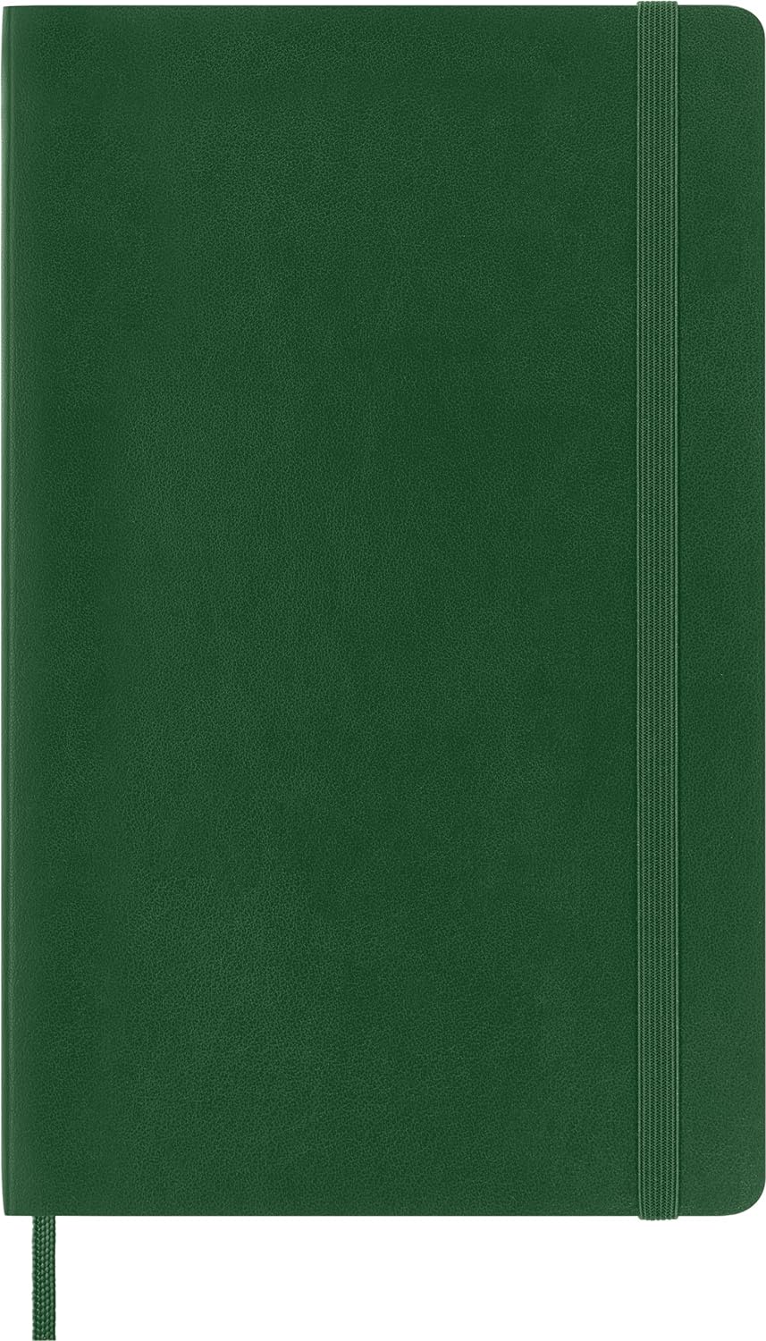 Moleskine Classic Plain Paper Notebook, Soft Cover and Elastic Closure Journal, Color Myrtle Green, Size Large 13 x 21 A5- 192 Pages