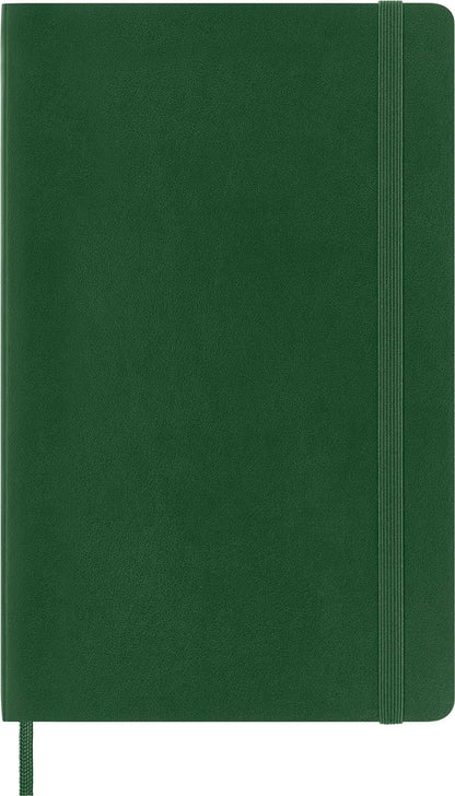 Moleskine Classic Plain Paper Notebook, Soft Cover and Elastic Closure Journal, Color Myrtle Green, Size Large 13 x 21 A5- 192 Pages