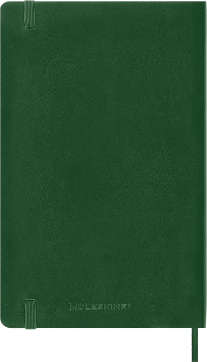 Moleskine Classic Plain Paper Notebook, Soft Cover and Elastic Closure Journal, Color Myrtle Green, Size Large 13 x 21 A5- 192 Pages