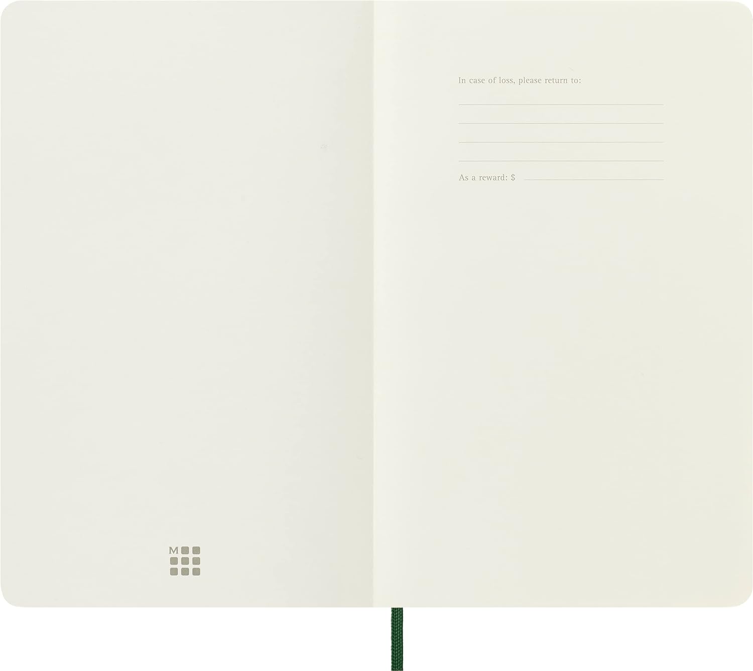 Moleskine Classic Plain Paper Notebook, Soft Cover and Elastic Closure Journal, Color Myrtle Green, Size Large 13 x 21 A5- 192 Pages
