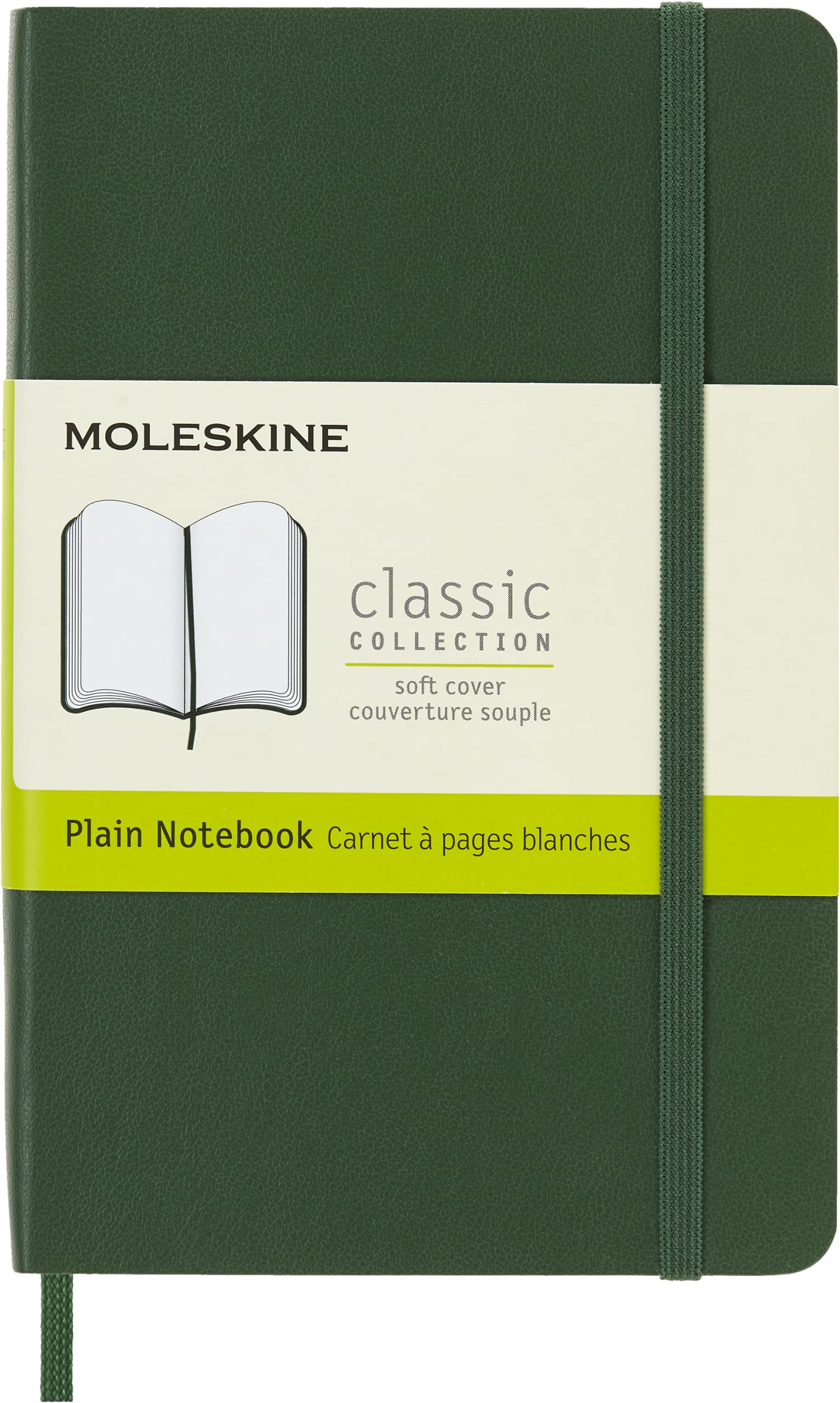 Moleskine Classic Plain Paper Notebook - Soft Cover and Elastic Closure Journal - Color Myrtle Green - Pocket 9 x 14 A6 - 192 Pages
