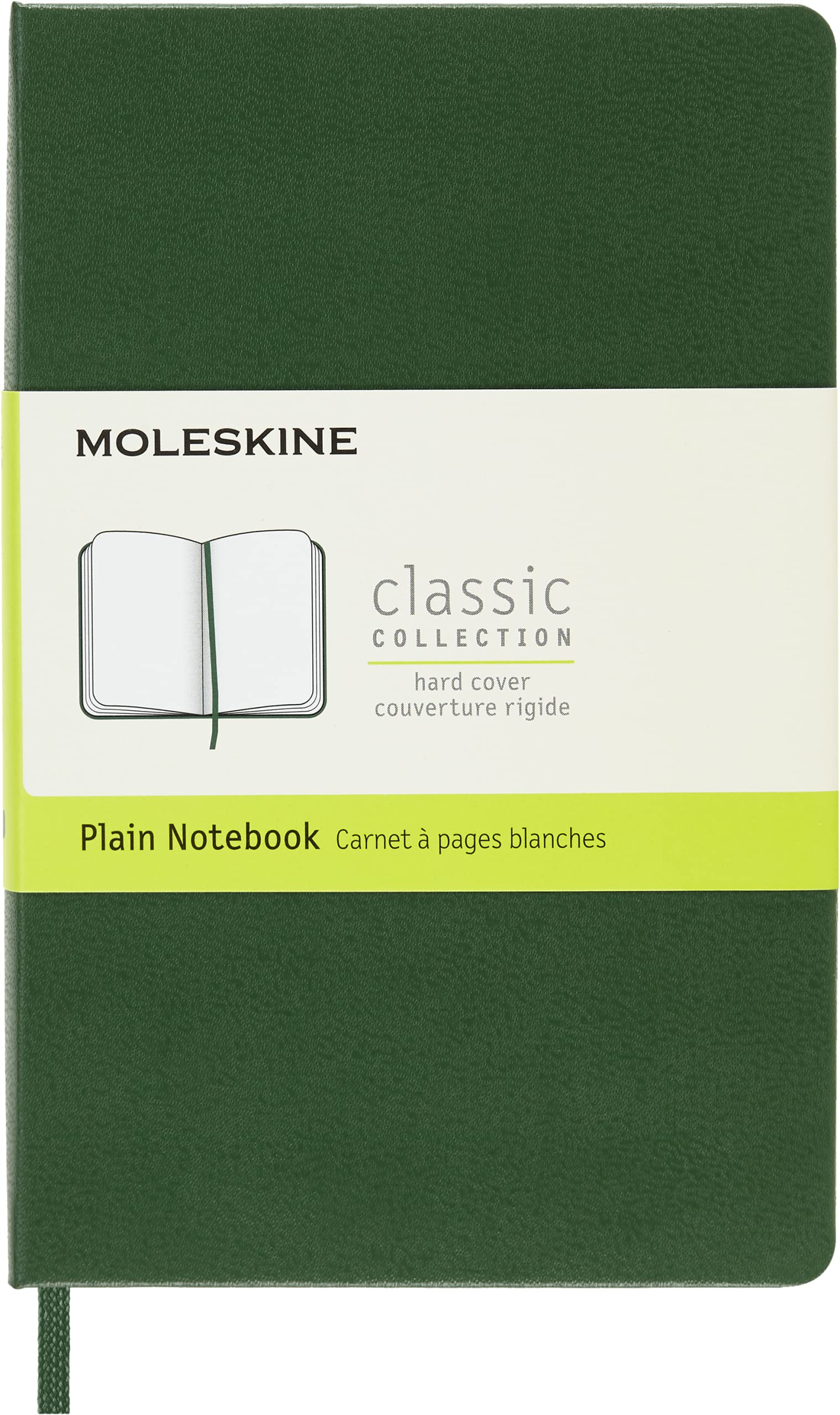 Moleskine Classic Plain Paper Notebook, Hard Cover and Elastic Closure Journal, Color Myrtle Green, Size Pocket 9 x 14 cm, 192 Pages