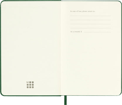 Moleskine Classic Plain Paper Notebook, Hard Cover and Elastic Closure Journal, Color Myrtle Green, Size Pocket 9 x 14 cm, 192 Pages