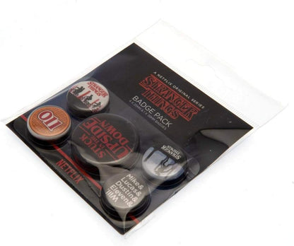 Stranger Things Set of 5 Badges inc The Upside Down 4 x 25mm 1x 32mm - Official Merchandise