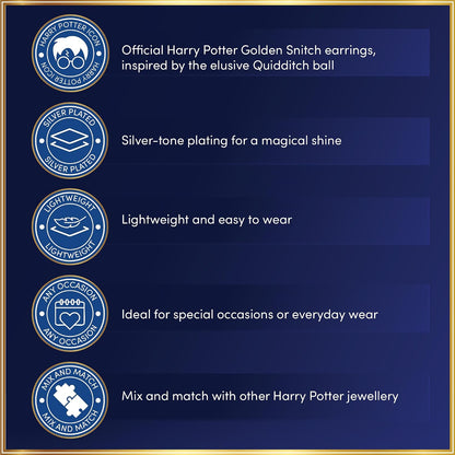 Harry Potter Golden Snitch Oorbellenset zilverkleurig Fan merch, Film