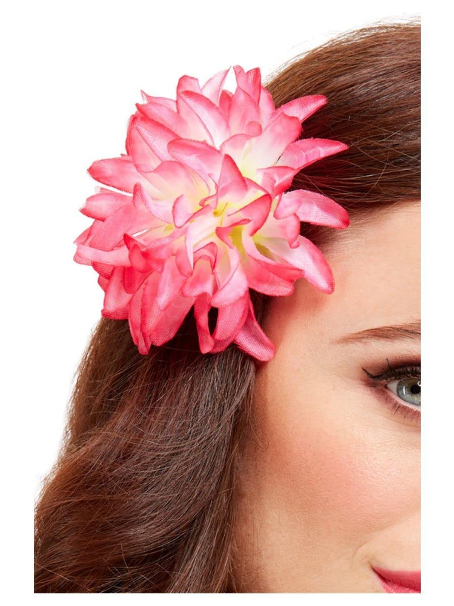Smiffys Tropical Hawaiian Flower Hair Clip, Pink