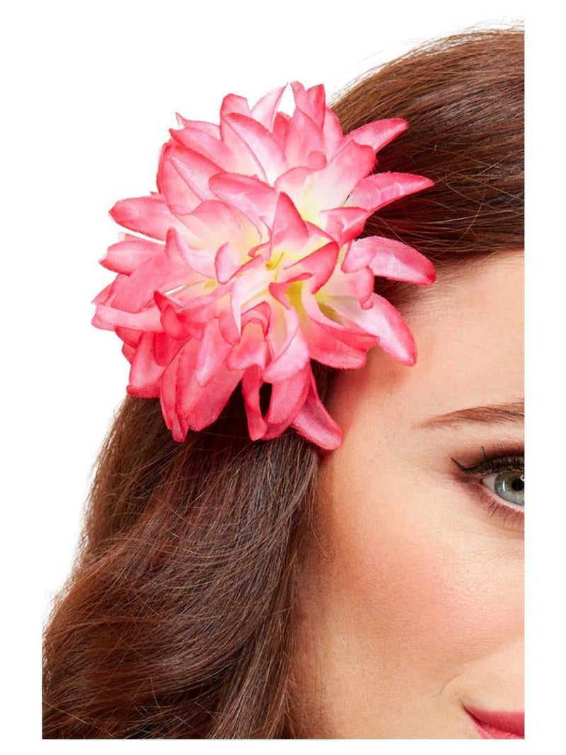 Smiffys Tropical Hawaiian Flower Hair Clip, Pink