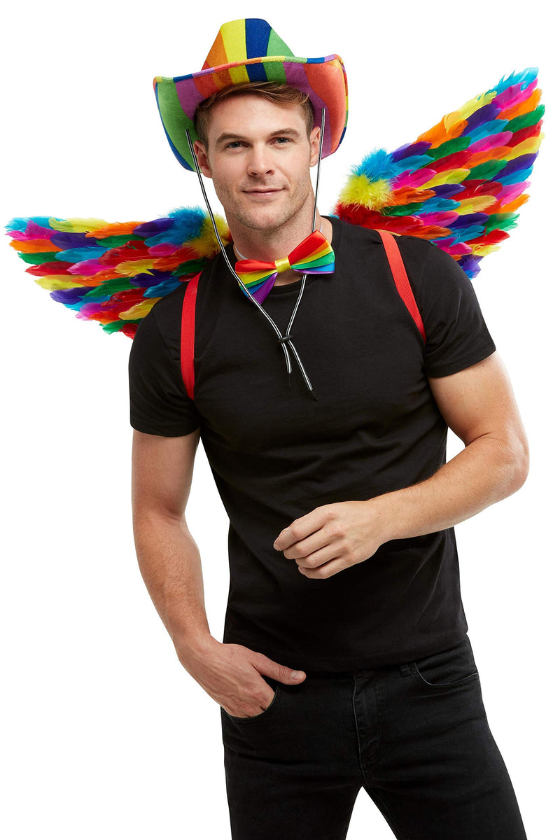 Smiffys Rainbow Feather Wings, Multi-Coloured