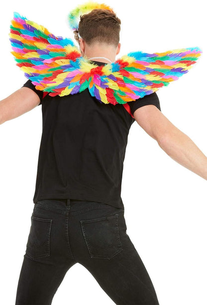 Smiffys Rainbow Feather Wings, Multi-Coloured