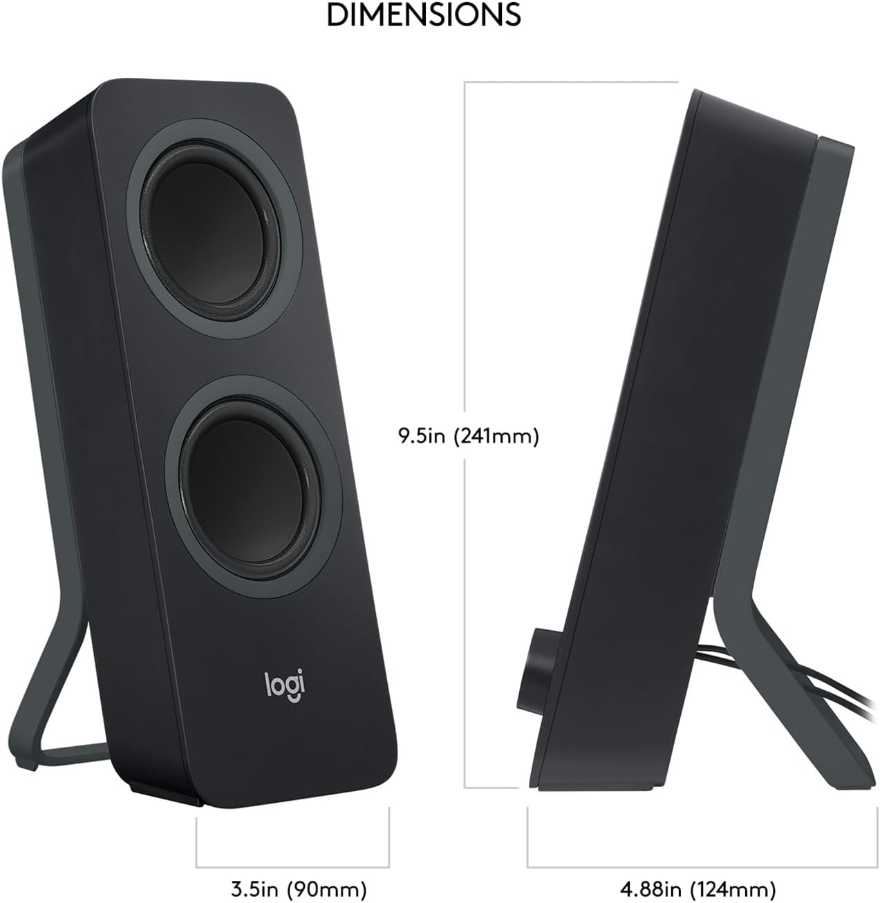 Logitech Z207 Kabellose PC-Lautsprecher, Bluetooth, Stereo Sound, 10 Watt Spitzenleistung, 3.5 mm Eingang, Kopfhörerbuchse, Easy-Switch Feature, EU Stecker, PC/TV/Tablet/Handy - Schwarz