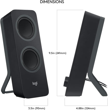 Logitech Z207 Kabellose PC-Lautsprecher, Bluetooth, Stereo Sound, 10 Watt Spitzenleistung, 3.5 mm Eingang, Kopfhörerbuchse, Easy-Switch Feature, EU Stecker, PC/TV/Tablet/Handy - Schwarz
