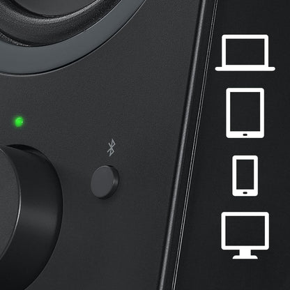 Logitech Z207 Kabellose PC-Lautsprecher, Bluetooth, Stereo Sound, 10 Watt Spitzenleistung, 3.5 mm Eingang, Kopfhörerbuchse, Easy-Switch Feature, EU Stecker, PC/TV/Tablet/Handy - Schwarz