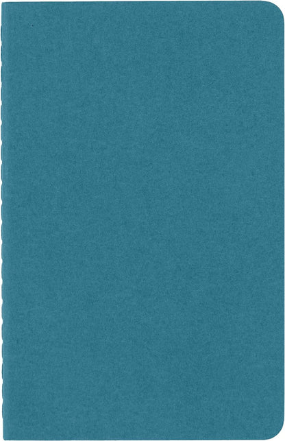 Moleskine Cahier Journal, Set 3 Notebooks with Plain Pages, Cardboard Cover with Visible Cotton Stiching, Colour Brisk Blue, Pocket 9 x 14 cm, 64 Pages