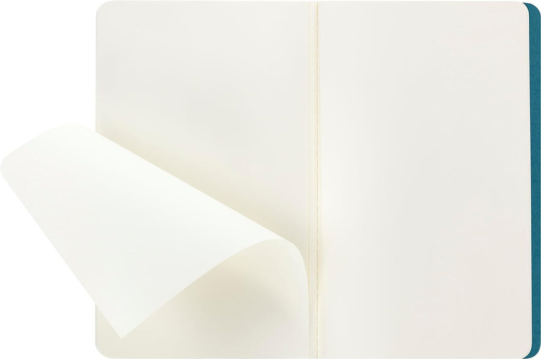 Moleskine Cahier Journal, Set 3 Notebooks with Plain Pages, Cardboard Cover with Visible Cotton Stiching, Colour Brisk Blue, Large 13 x 21 cm, 80 Pages