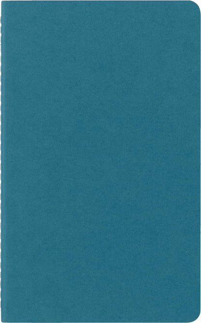 Moleskine Cahier Journal, Set 3 Notebooks with Plain Pages, Cardboard Cover with Visible Cotton Stiching, Colour Brisk Blue, Large 13 x 21 cm, 80 Pages