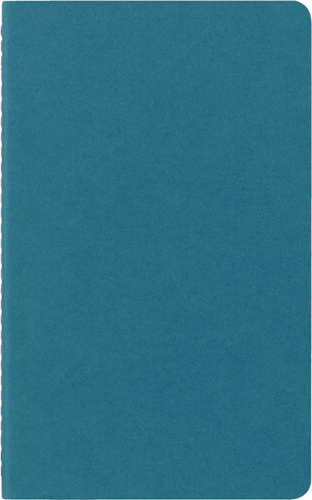 Moleskine Cahier Journal, Set 3 Notebooks with Plain Pages, Cardboard Cover with Visible Cotton Stiching, Colour Brisk Blue, Large 13 x 21 cm, 80 Pages