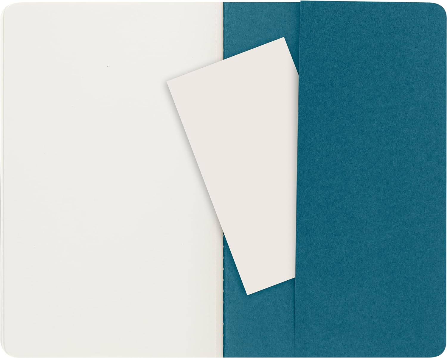 Moleskine Cahier Journal, Set 3 Notebooks with Plain Pages, Cardboard Cover with Visible Cotton Stiching, Colour Brisk Blue, Large 13 x 21 cm, 80 Pages