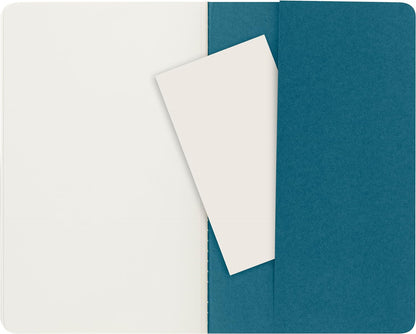 Moleskine Cahier Journal, Set 3 Notebooks with Plain Pages, Cardboard Cover with Visible Cotton Stiching, Colour Brisk Blue, Large 13 x 21 cm, 80 Pages