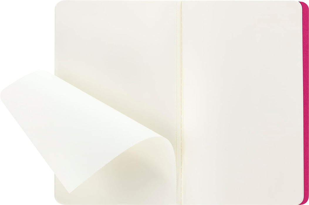 Moleskine Cahier Journal, Set 3 Notebooks with Plain Pages, Cardboard Cover with Visible Cotton Stiching, Colour Kinetic Pink, Large 13 x 21 cm, 80 Pages