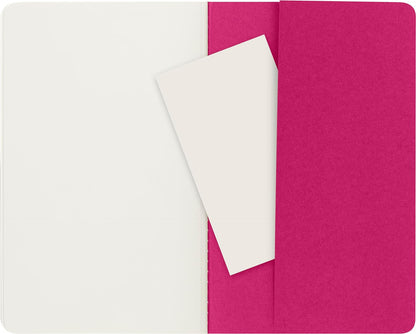 Moleskine Cahier Journal, Set 3 Notebooks with Plain Pages, Cardboard Cover with Visible Cotton Stiching, Colour Kinetic Pink, Large 13 x 21 cm, 80 Pages