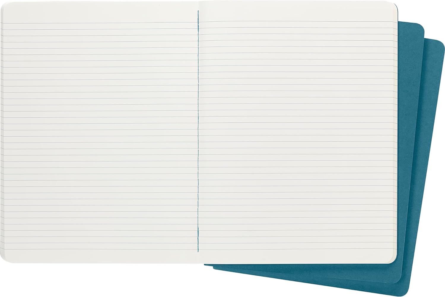 Moleskine Cahier Journal, Set 3 Notebooks with Ruled Pages, Cardboard Cover with Visible Cotton Stiching, Colour Brisk Blue, Extra Large 19 x 25 cm, 120 Pages