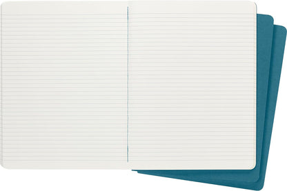 Moleskine Cahier Journal, Set 3 Notebooks with Ruled Pages, Cardboard Cover with Visible Cotton Stiching, Colour Brisk Blue, Extra Large 19 x 25 cm, 120 Pages