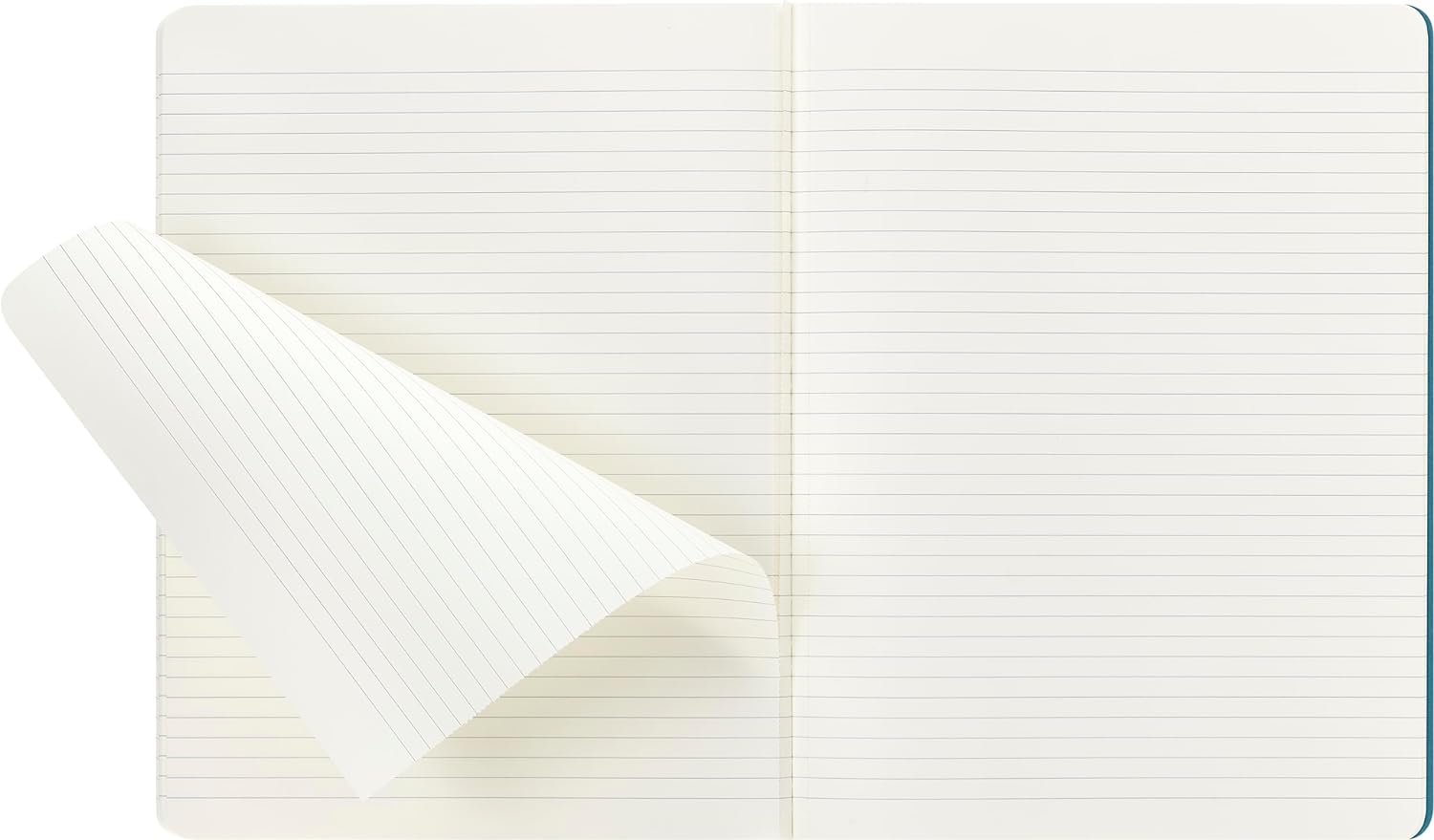 Moleskine Cahier Journal, Set 3 Notebooks with Ruled Pages, Cardboard Cover with Visible Cotton Stiching, Colour Brisk Blue, Extra Large 19 x 25 cm, 120 Pages
