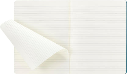 Moleskine Cahier Journal, Set 3 Notebooks with Ruled Pages, Cardboard Cover with Visible Cotton Stiching, Colour Brisk Blue, Extra Large 19 x 25 cm, 120 Pages