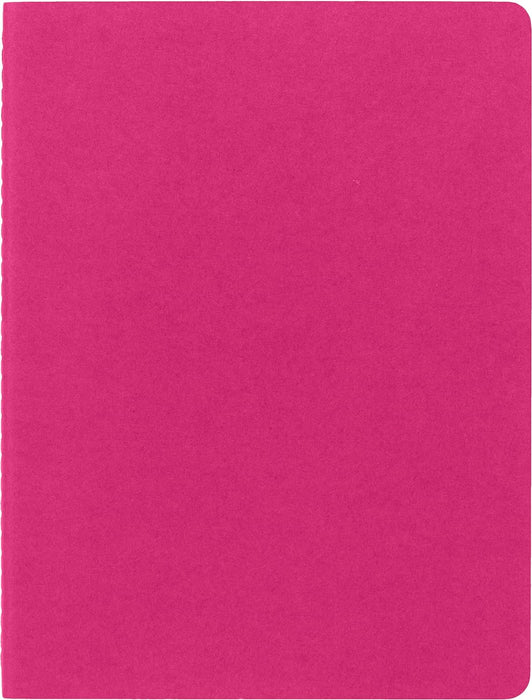Moleskine Cahier Journal, Set 3 Notebooks with Ruled Pages, Cardboard Cover with Visible Cotton Stiching, Colour Kinetic Pink, Extra Large 19 x 25 cm, 120 Pages